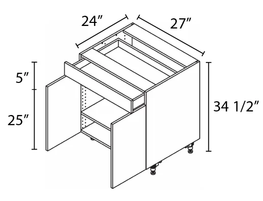 Wholesale Kitchen Cabinets, Frameless Shaker, 27" Base cabinet, soft close doors and drawer, by Cassarya Cabinetry.