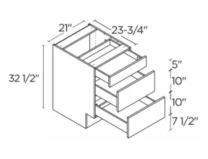 Wholesale Kitchen Cabinets, Frameless Shaker, Universal ADA 21" Drawer Base Cabinet, soft close drawers by Cassarya Cabinetry