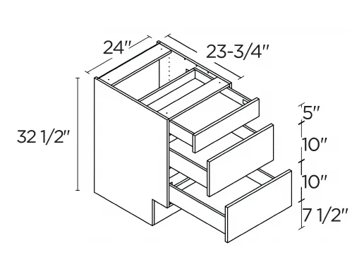 Wholesale Kitchen Cabinets, Frameless Shaker, Universal ADA 24" Drawer Base Cabinet, soft close drawers by Cassarya Cabinetry