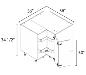 Wholesale Kitchen Cabinets, Frameless Shaker, base corner with Lazy susan, by Cassarya Cabinetry