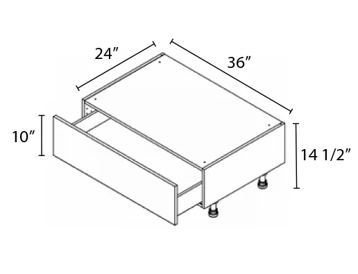 36" Base Window Seat Cabinet 10" High Drawer Front by Designer Wholesale Cabinets