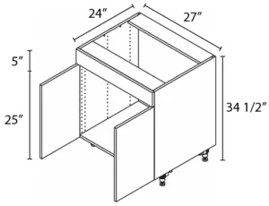 Wholesale Kitchen Cabinets, Frameless Shaker, 27" sink base cabinet, soft close doors, by Cassarya Cabinetry.