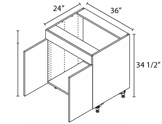 Wholesale Kitchen Cabinets, Frameless Shaker, 36" Sink base cabinet, soft close doors, by Cassarya Cabinetry.