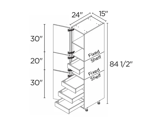 Wholesale Kitchen Cabinets, Frameless Shaker, 15" tall cabinet with inner drawers, soft close doors by Cassarya Cabinetry