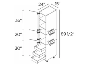 Wholesale Kitchen Cabinets, Frameless Shaker, 15" tall cabinet with inner drawers, soft close doors by Cassarya Cabinetry