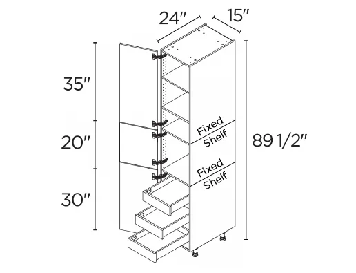 Wholesale Kitchen Cabinets, Frameless Shaker, 15" tall cabinet with inner drawers, soft close doors by Cassarya Cabinetry