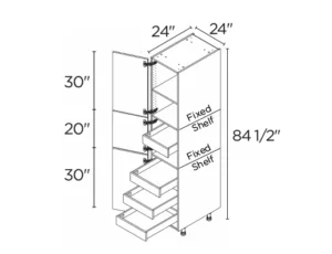 Wholesale Kitchen Cabinets, Frameless Shaker, 24" tall cabinet with inner drawers, soft close doors by Cassarya Cabinetry