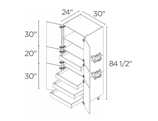 Wholesale Kitchen Cabinets, Frameless Shaker, 30" tall cabinet with inner drawers, soft close doors by Cassarya Cabinetry