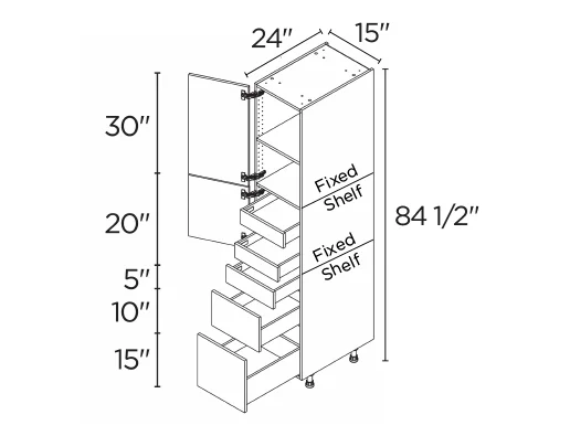 Wholesale Kitchen Cabinets, Frameless Shaker, 15" tall cabinet with inner drawers, soft close doors and drawers by Cassarya Cabinetry