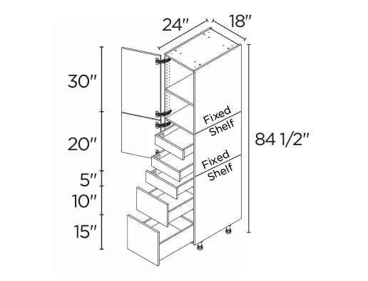 Wholesale Kitchen Cabinets, Frameless Shaker, 18" tall cabinet with inner drawers, soft close doors and drawers by Cassarya Cabinetry