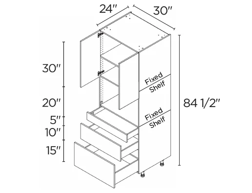 Wholesale Kitchen Cabinets, Frameless Shaker, 30" tall cabinet with microwave oven, soft close doors and drawers by Cassarya Cabinetry