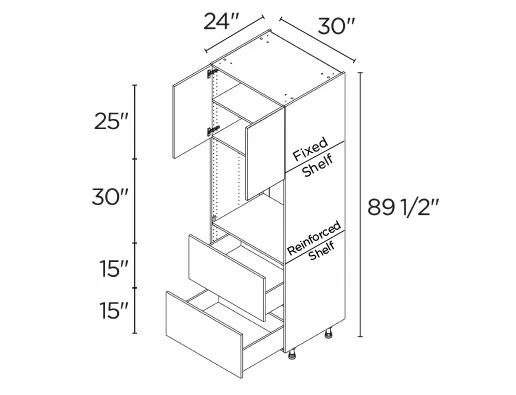 Wholesale Kitchen Cabinets, Frameless Shaker, 30" tall cabinet with single oven, soft close doors and drawers by Cassarya Cabinetry