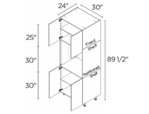 Wholesale Kitchen Cabinets, 30" wide, 89.5" tall cabinet with single oven, soft close doors by Cassarya Cabinetry