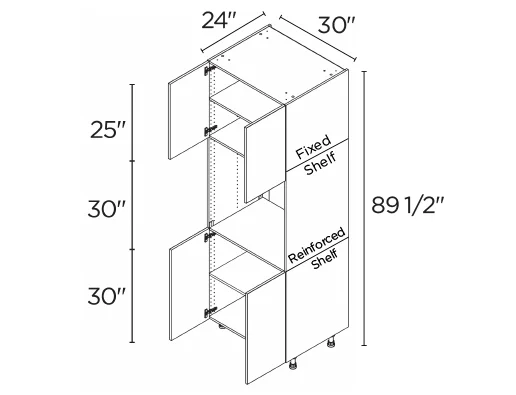 Wholesale Kitchen Cabinets, 30" wide, 89.5" tall cabinet with single oven, soft close doors by Cassarya Cabinetry