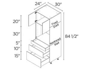 Wholesale Kitchen Cabinets, Frameless Shaker, 30" tall cabinet with single oven, soft close doors and drawers by Cassarya Cabinetry