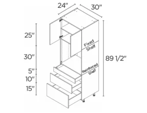 Wholesale Kitchen Cabinets, 30" wide, 89.5" tall cabinet with single oven, soft close doors and drawers by Cassarya Cabinetry