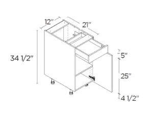 Wholesale Kitchen Cabinets, Frameless Shaker, 12" Vanity Base Cabinet, soft close door and drawer by Cassarya Cabinetry