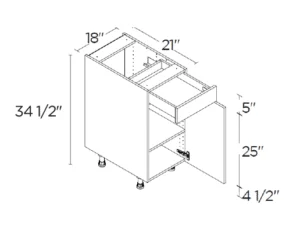 Wholesale Kitchen Cabinets, Frameless Shaker, 18" Vanity Base Cabinet, soft close door and drawer by Cassarya Cabinetry