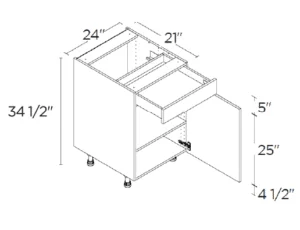 Wholesale Kitchen Cabinets, Frameless Shaker, 24" Vanity Base Cabinet, soft close door and drawer by Cassarya Cabinetry