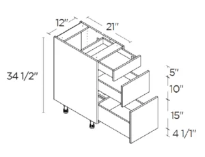 Wholesale Kitchen Cabinets, Frameless Shaker, 12" Vanity Base Cabinet, soft close drawers by Cassarya Cabinetry