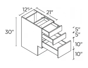 Wholesale Kitchen Cabinets, Frameless Shaker, Universal ADA 12" Vanity Base Cabinet, soft close drawers by Cassarya Cabinetry