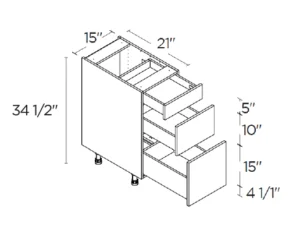 Wholesale Kitchen Cabinets, Frameless Shaker, 15" Vanity Base Cabinet, soft close drawers by Cassarya Cabinetry