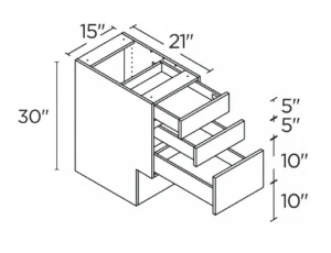 Wholesale Kitchen Cabinets, Frameless Shaker, Universal ADA 15" Vanity Base Cabinet, soft close drawers by Cassarya Cabinetry