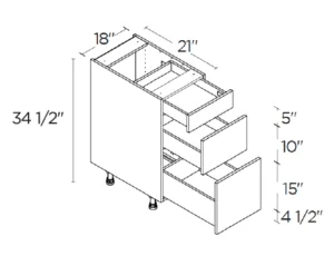 Wholesale Kitchen Cabinets, Frameless Shaker, 18" Vanity Base Cabinet, soft close drawers by Cassarya Cabinetry