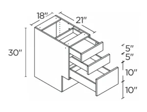 Wholesale Kitchen Cabinets, Frameless Shaker, Universal ADA 18" Vanity Base Cabinet, soft close drawers by Cassarya Cabinetry