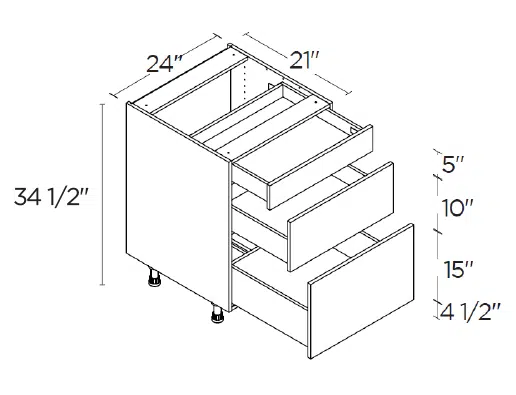 Wholesale Kitchen Cabinets, Frameless Shaker, 24" Vanity Base Cabinet, soft close drawers by Cassarya Cabinetry