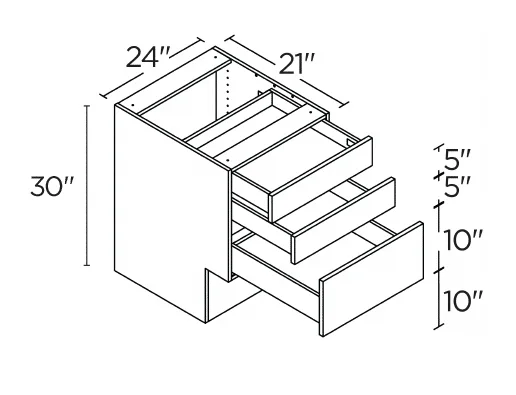 Wholesale Kitchen Cabinets, Frameless Shaker, Universal ADA 24" Vanity Base Cabinet, soft close drawers by Cassarya Cabinetry