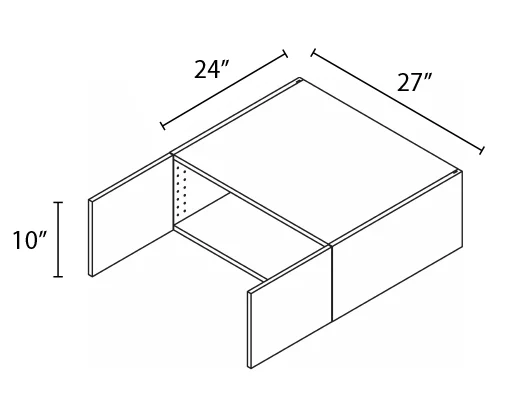 Wholesale Kitchen Cabinets, Frameless Shaker, 27" Wide Wall Cabinet 10" High by 24" Deep, by Cassarya Cabinetry.