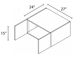 Wholesale Kitchen Cabinets, Frameless Shaker, 27" Wide Wall Cabinet 15" High by 24" Deep, by Cassarya Cabinetry.