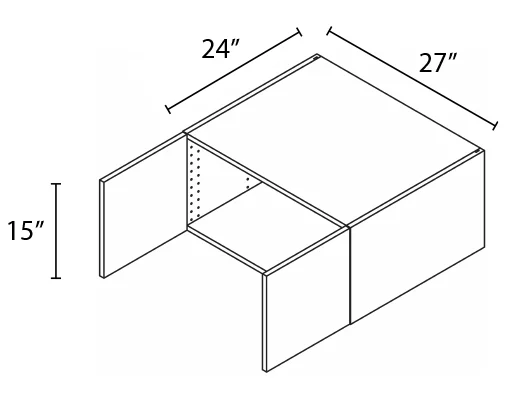 Wholesale Kitchen Cabinets, Frameless Shaker, 27" Wide Wall Cabinet 15" High by 24" Deep, by Cassarya Cabinetry.