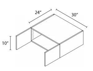 Wholesale Kitchen Cabinets, Frameless Shaker, 30" Wide Wall Cabinet 10" High by 24" Deep, by Cassarya Cabinetry.