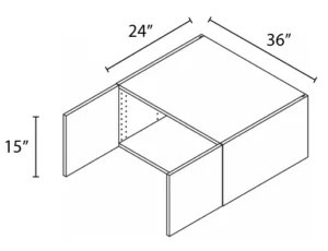 Wholesale Kitchen Cabinets, Frameless Shaker, 36" Wide Wall Cabinet 15" High by 24" Deep, by Cassarya Cabinetry.