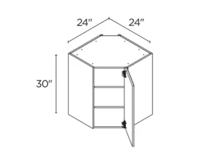 Wholesale Kitchen Cabinets, Frameless Shaker, 24" wide by 24" wide wall diagonal cabinet, 30" high by 14" deep by Cassarya Cabinetry.