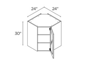Wholesale Kitchen Cabinets, Frameless Shaker, 24" wide by 24" wide wall Glass diagonal cabinet, 30" high by 14" deep by Cassarya Cabinetry.