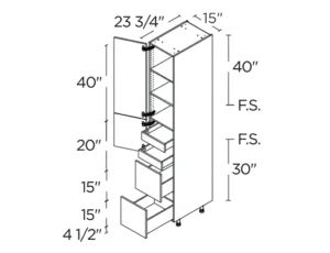 Wholesale Kitchen Cabinets, 15", 94.5" tall cabinet with inner drawers, soft close doors and drawers by Cassarya Cabinetry