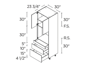 Wholesale Kitchen Cabinets, 30" wide, 94.5" tall cabinet with single oven, soft close doors and drawers by Cassarya Cabinetry