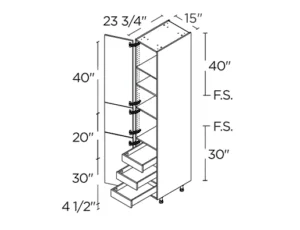 Wholesale Kitchen Cabinets, 15" wide, 94.5" tall cabinet with inner drawers, soft close doors by Cassarya Cabinetry