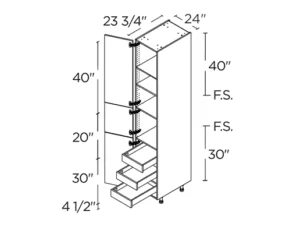 Wholesale Kitchen Cabinets, 24" wide, 94.5" tall cabinet with inner drawers, soft close doors by Cassarya Cabinetry