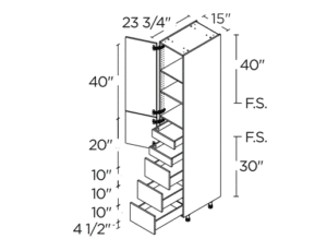 Wholesale Kitchen Cabinets, 15" wide, 94.5" tall cabinet with inner drawers, soft close doors and drawers by Cassarya Cabinetry