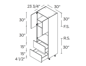 Wholesale Kitchen Cabinets, 30" wide, 94.5" tall cabinet with single oven, soft close doors and drawers by Cassarya Cabinetry