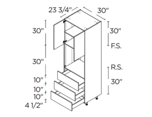 Wholesale Kitchen Cabinets, 30" wide, 94.5" tall cabinet with single oven, soft close doors and drawers by Cassarya Cabinetry